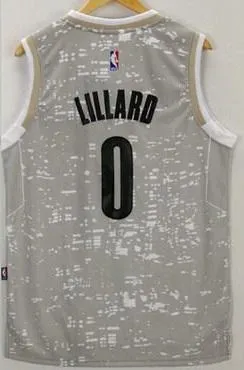 Men 0 Damian Lillard Jersey City Gray Portland Trail Blazers Swingman
