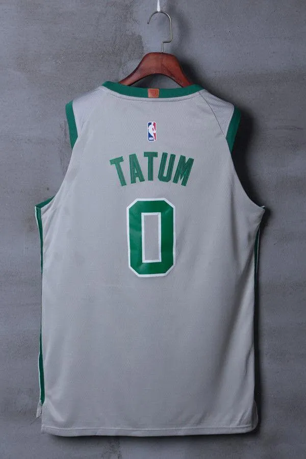 Men 0 Jayson Tatum Jersey City Edition Gray Boston Celtics Jersey Player