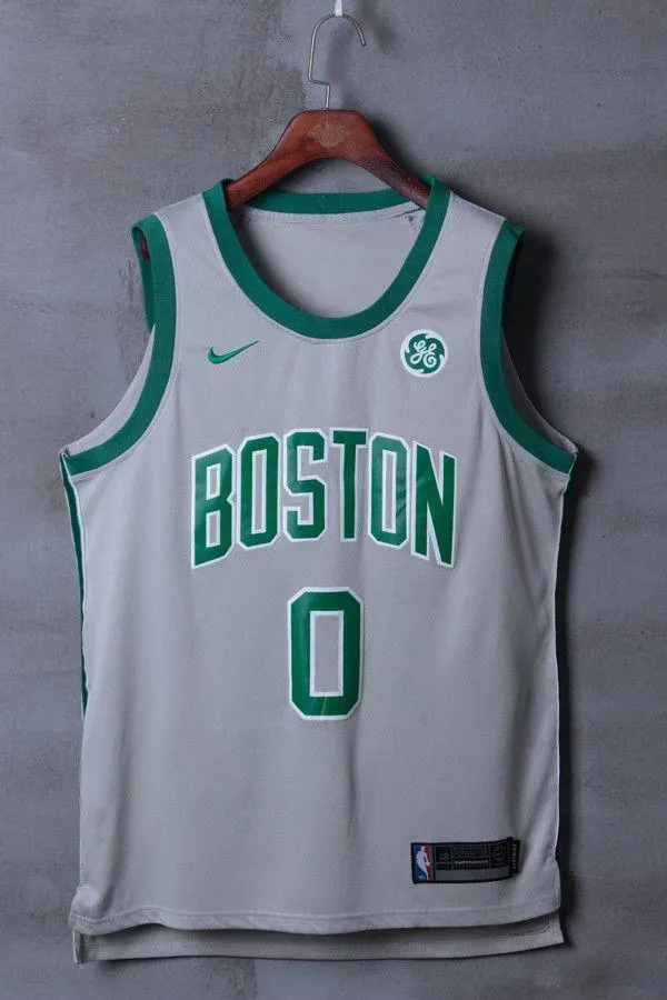 Men 0 Jayson Tatum Jersey City Edition Gray Boston Celtics Jersey Player