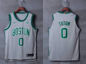 Men 0 Jayson Tatum Jersey City Edition Gray Boston Celtics Jersey Player