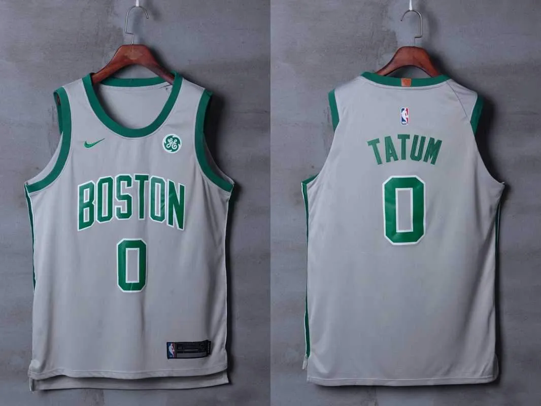 Men 0 Jayson Tatum Jersey City Edition Gray Boston Celtics Jersey Player