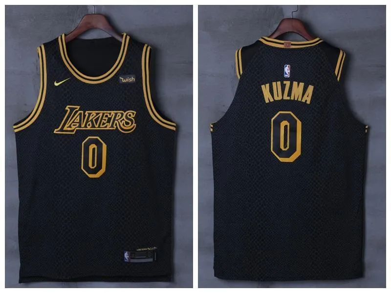 Men 0 Kyle Kuzma Jersey City Edition Black Los Angeles Lakers Authentic Player