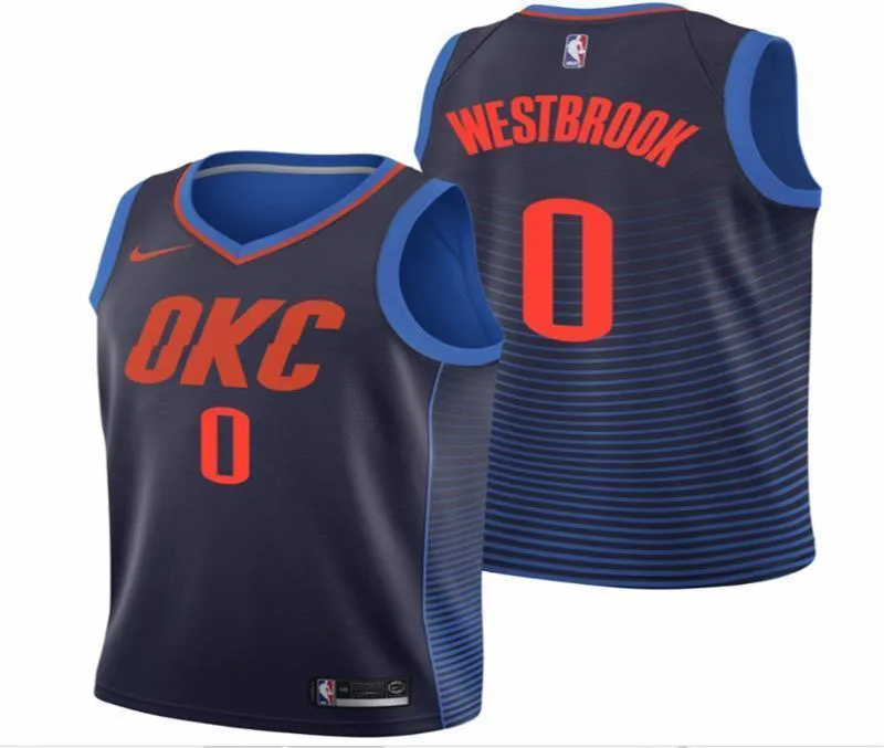 Men 0 Russell Westbrook Jersey Blue Oklahoma City Thunder Fanatics Icon edition