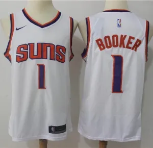 Men 1 Devin Booker Jersey White Phoenix Suns Jersey Swingman Fanatics