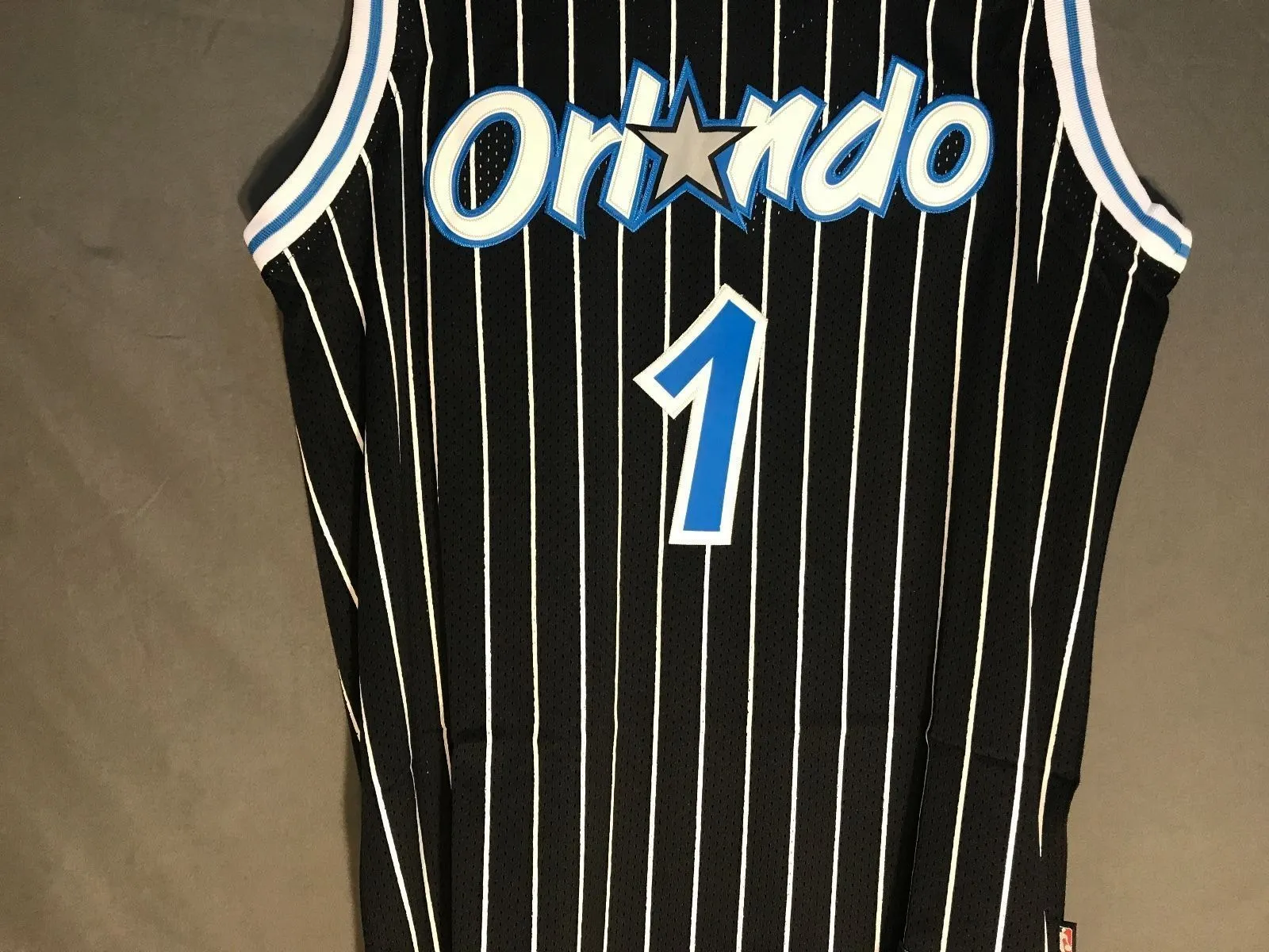 Men 1 Penny Hardaway Jersey Black Orlando Magic Throwback Swingman