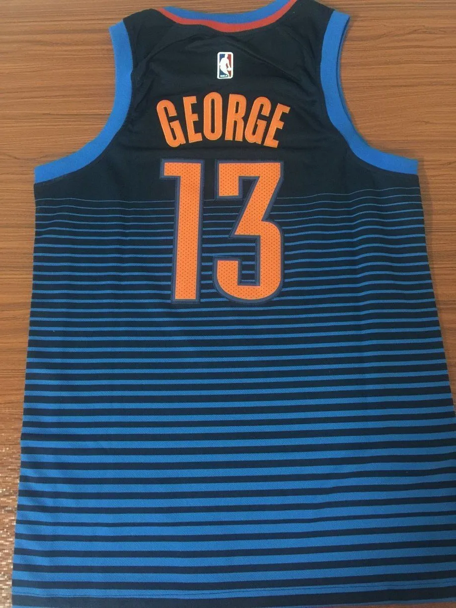 Men 13 Paul George Jersey Blue Oklahoma City Thunder Swingman Fanatics