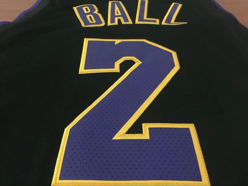 Men 2 Lonzo Ball Jersey Black Los Angeles Lakers Jersey Swingman Fanatics