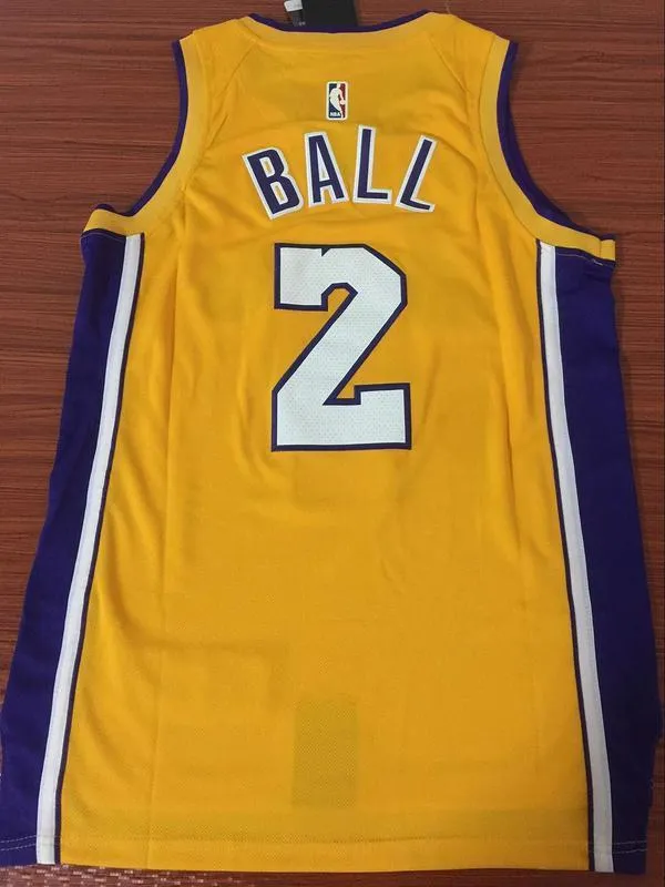Men 2 Lonzo Ball Jersey Yellow Los Angeles Lakers Jersey Swingman Fanatics