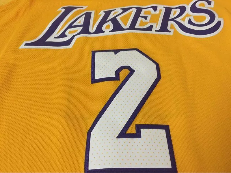 Men 2 Lonzo Ball Jersey Yellow Los Angeles Lakers Jersey Swingman Fanatics