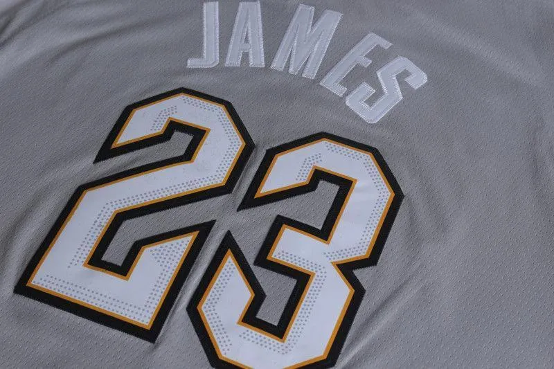 Men 23 Lebron James the Land Jersey Gray Cleveland Cavaliers City Player