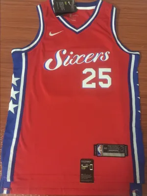 Men 25 Ben Simmons 76ers Jersey Red City Edition Philadelphia 76ers Jersey