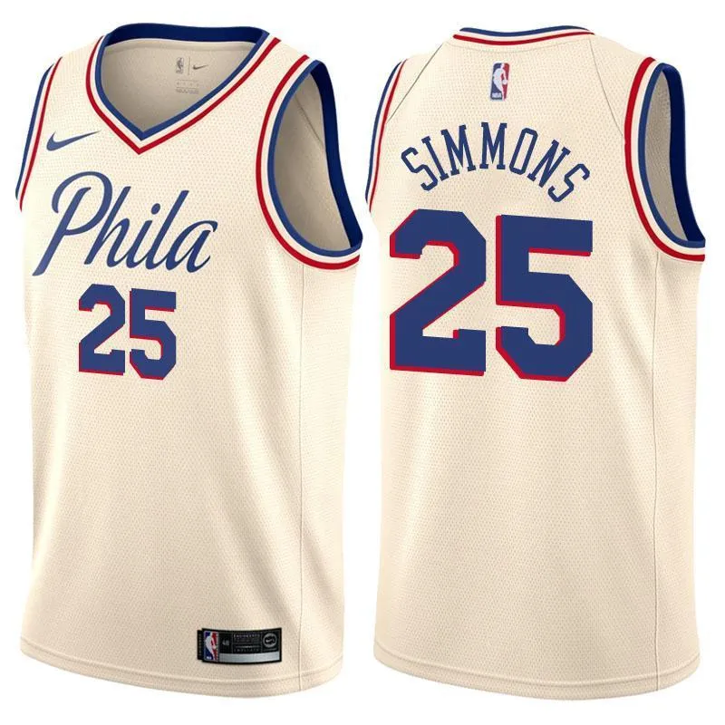 Men 25 Ben Simmons City Jersey White Philadelphia 76ers City Edition Jersey