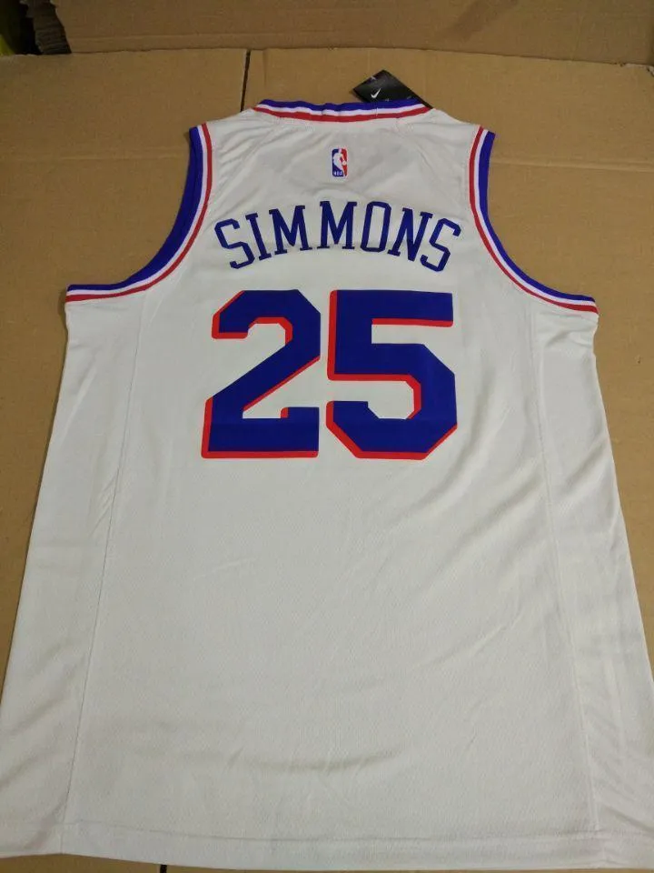 Men 25 Ben Simmons Jersey White Philadelphia 76ers Jersey Special