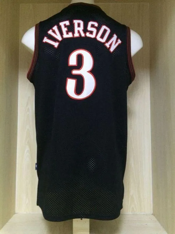 Men 3 Allen Iverson Jersey Black Philadelphia 76ers Jersey Fanatics