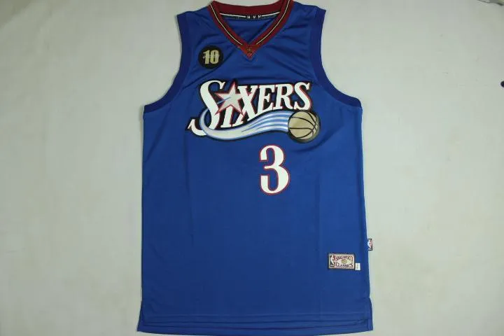 Men 3 Allen Iverson Jersey Blue Philadelphia 76ers Jersey Fanatics