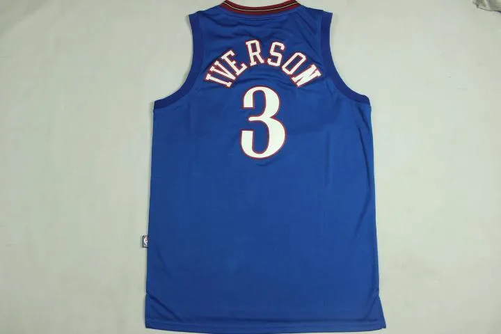 Men 3 Allen Iverson Jersey Blue Philadelphia 76ers Jersey Fanatics