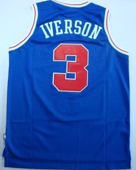 Men 3 Allen Iverson Jersey Blue Philadelphia 76ers Jersey Fanatics