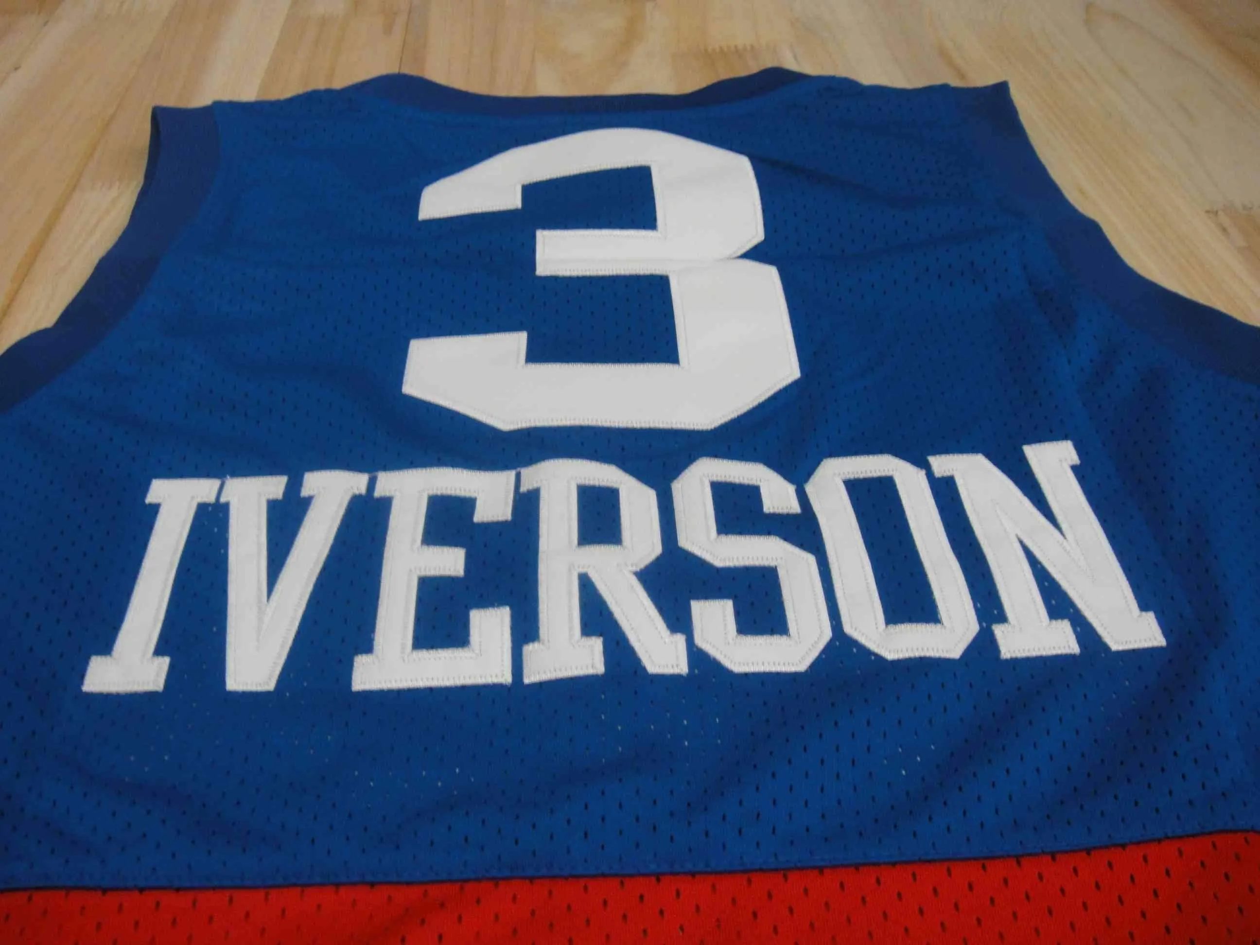 Men 3 Allen Iverson Jersey Blue&Red Philadelphia 76ers Jersey Swingman