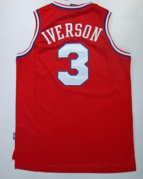 Men 3 Allen Iverson Jersey Red Philadelphia 76ers Jersey Fanatics