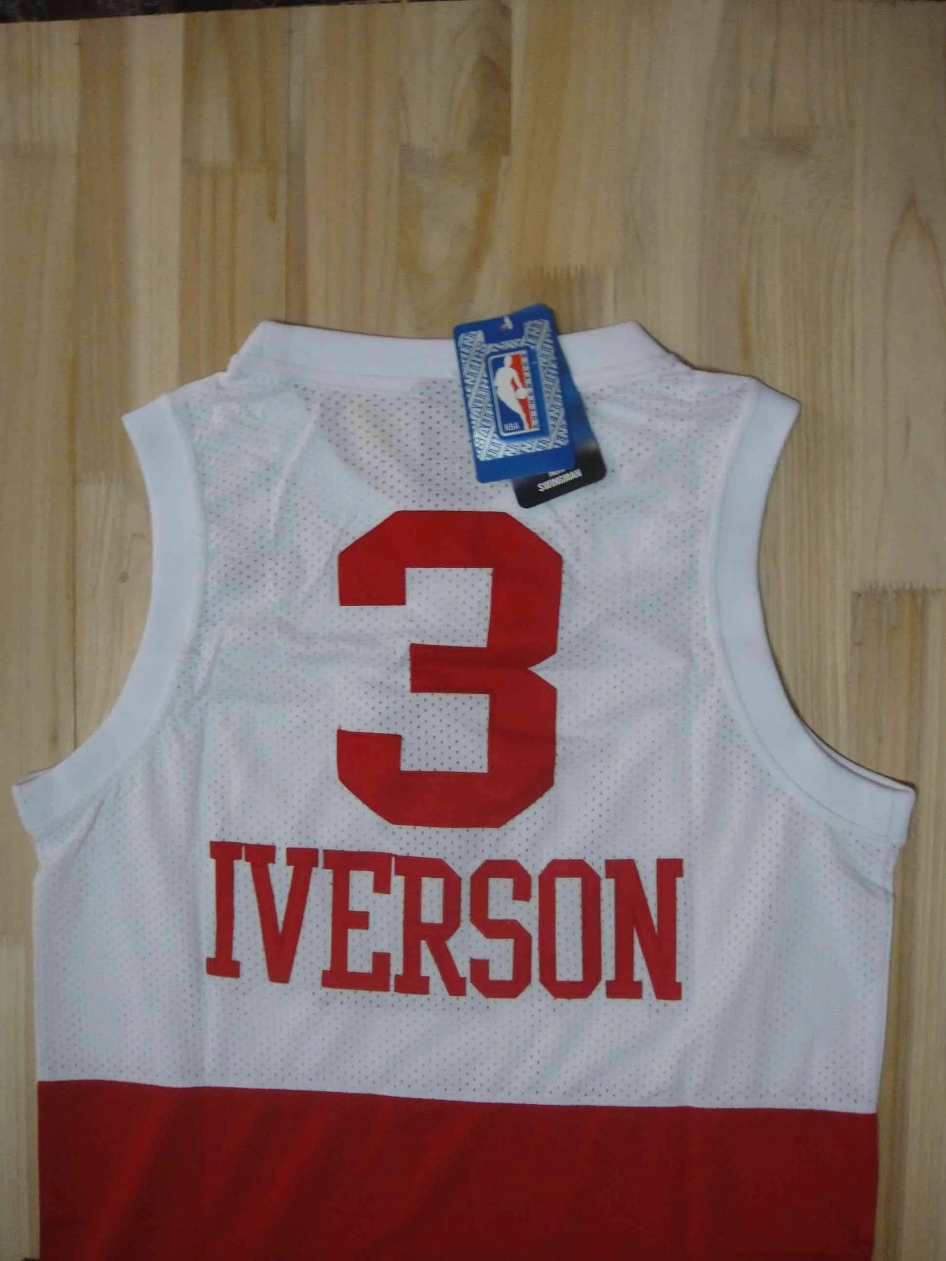 Men 3 Allen Iverson Jersey White&Red Philadelphia 76ers Jersey Swingman