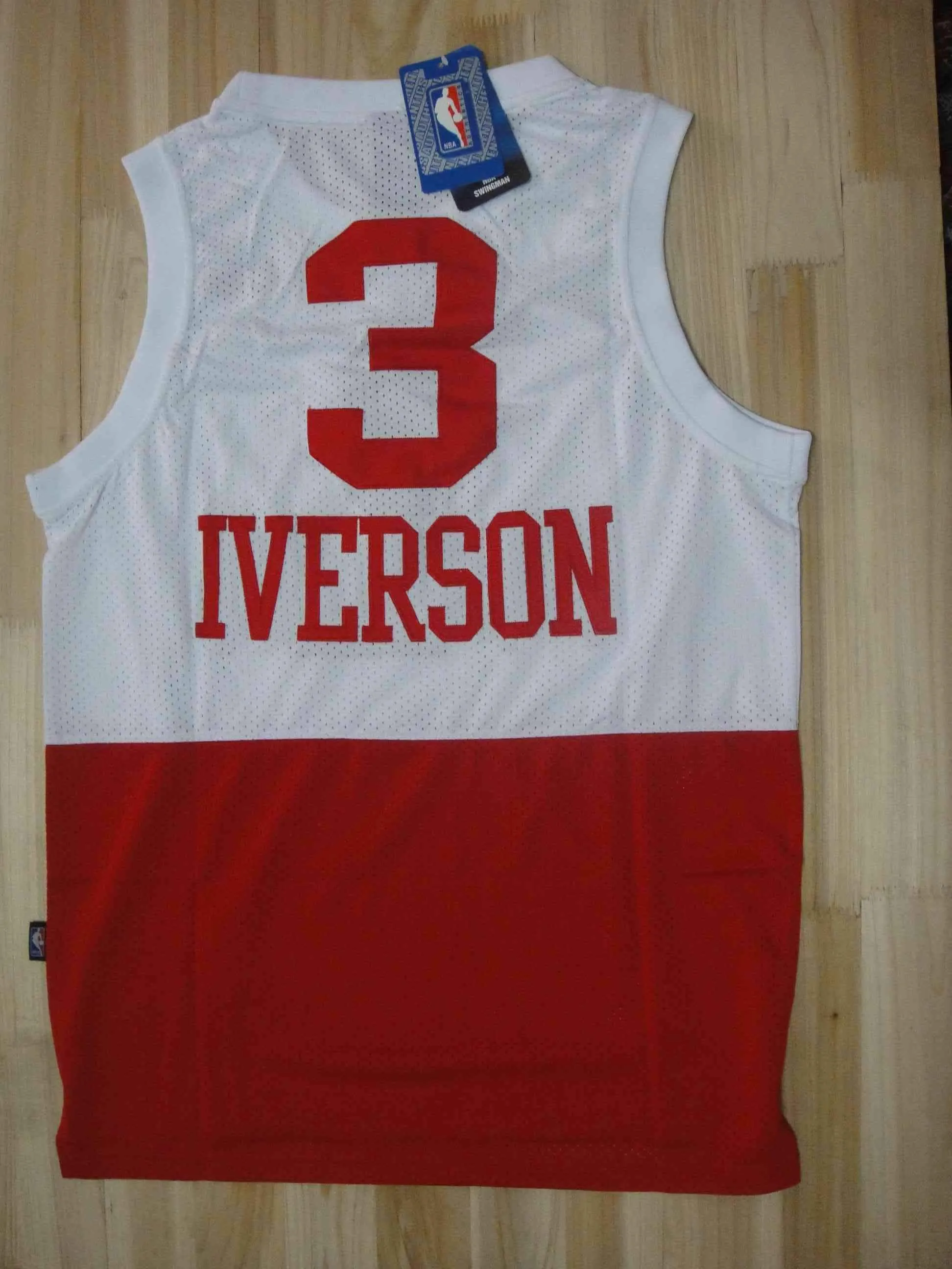 Men 3 Allen Iverson Jersey White&Red Philadelphia 76ers Jersey Swingman