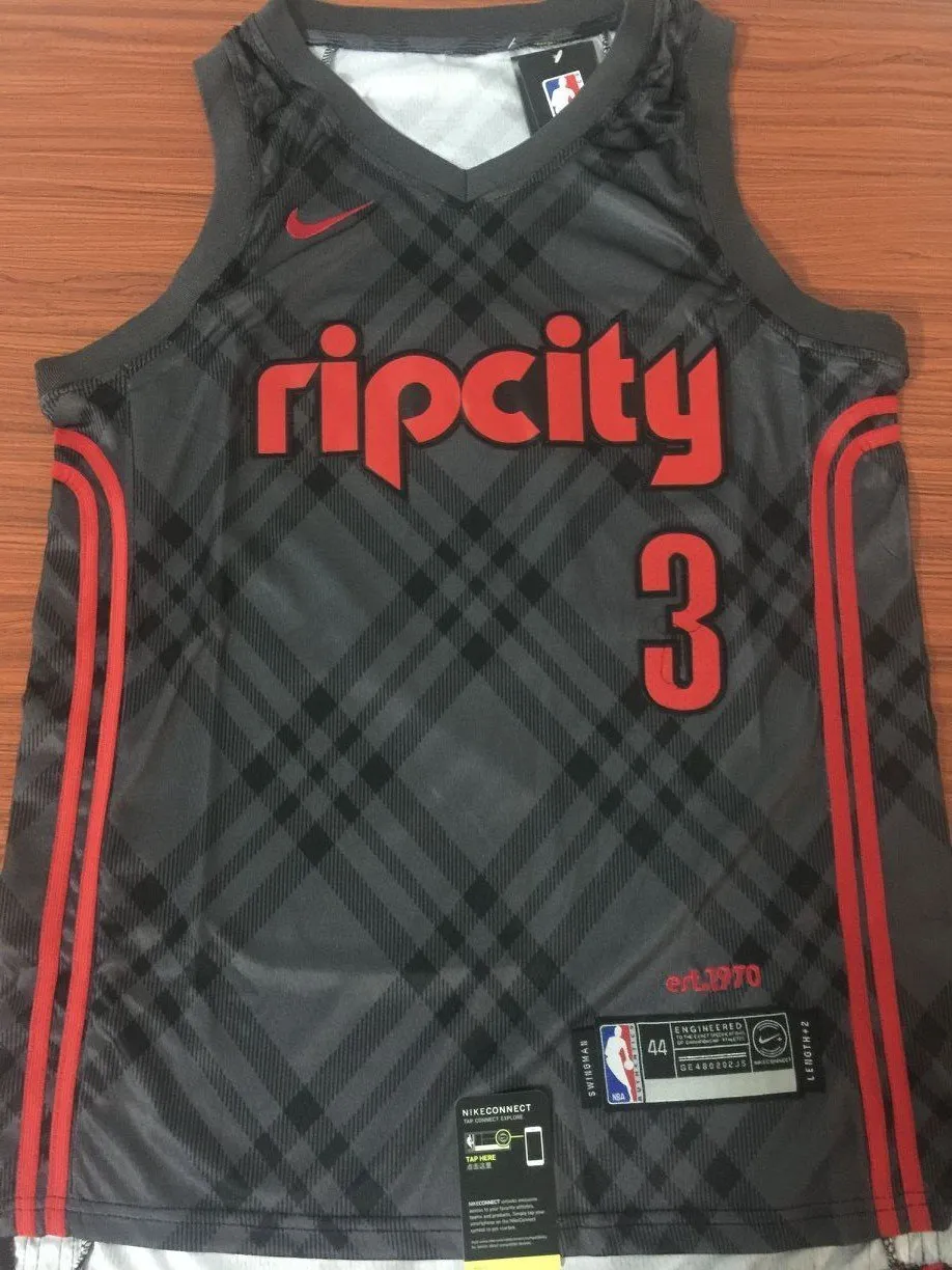 Men 3 C.J. McCollum City Jersey Black Portland Trail Blazers Swingman Jersey