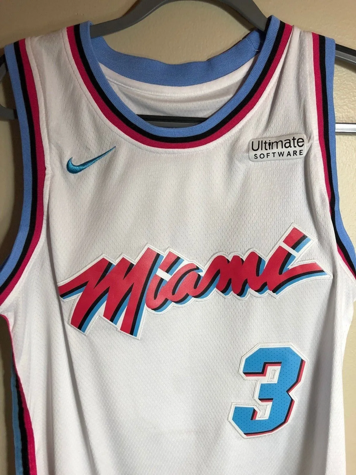 Men 3 Dwyane Wade City Jersey White Miami Heat jersey Fanatics Swingman