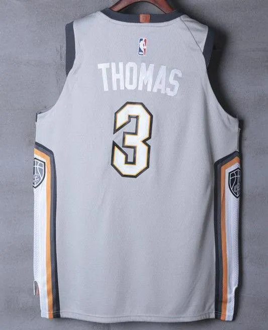 Men 3 Isaiah Thomas Jersey the Land Gray Cleveland Cavaliers Jersey City Edition