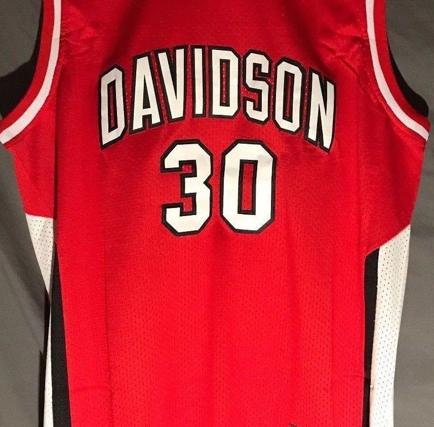 Men 30 Stephen Curry Jersey Red Davidson Wildcats Throwback Swingman