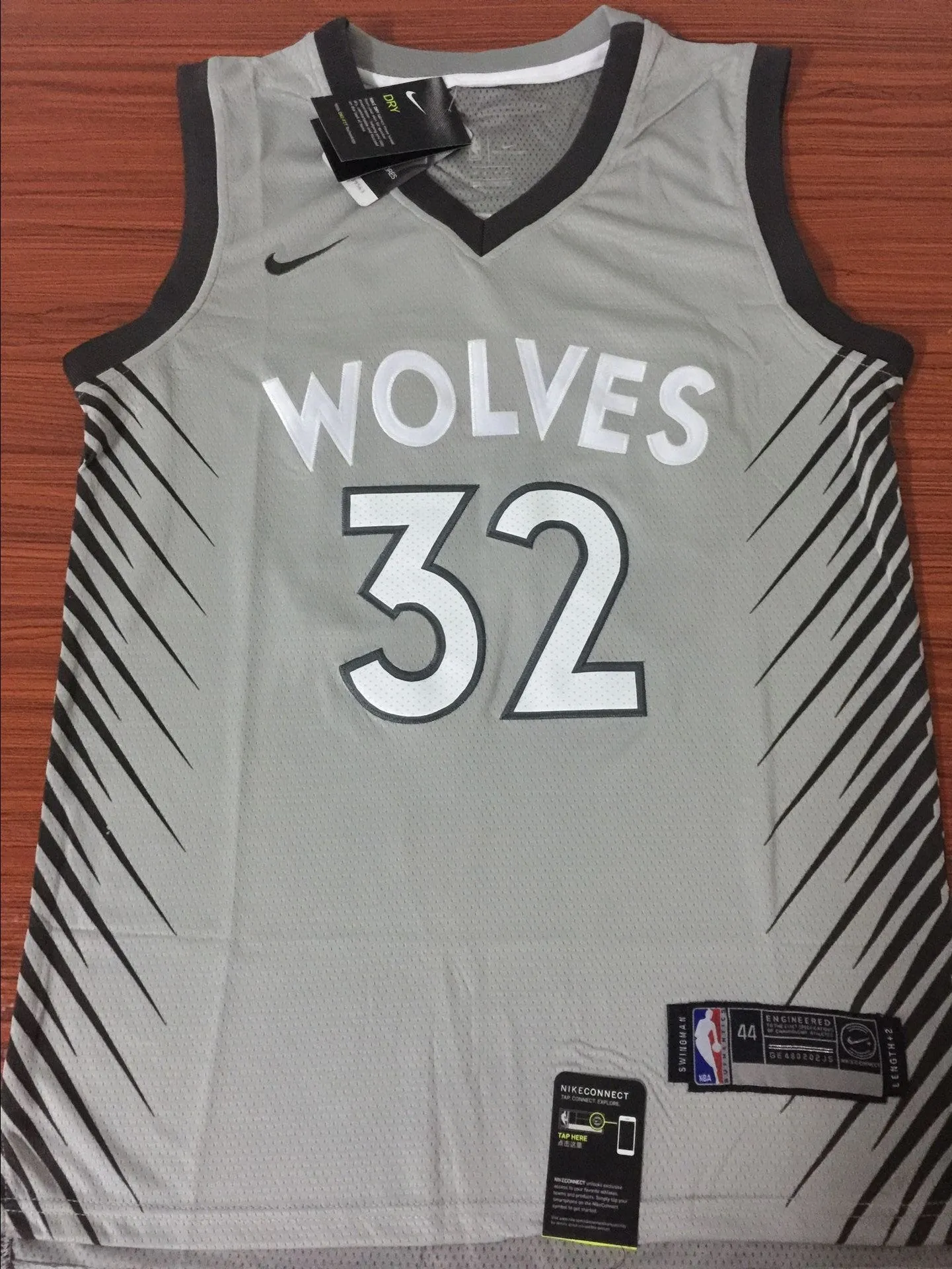 Men 32 Karl-Anthony Towns City Jersey Gray Minnesota Timberwolves Fans