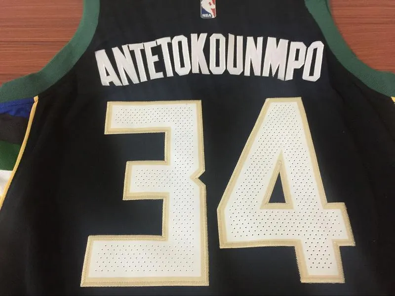 Men 34 Giannis Antetokounmpo Bucks Jersey Black Milwaukee Bucks Fanatics