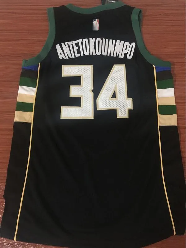 Men 34 Giannis Antetokounmpo Bucks Jersey Black Milwaukee Bucks Fanatics