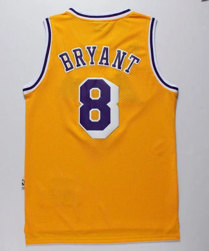 Men 8 Kobe Bryant Jersey Yellow Los Angeles Lakers Swingman Jersey