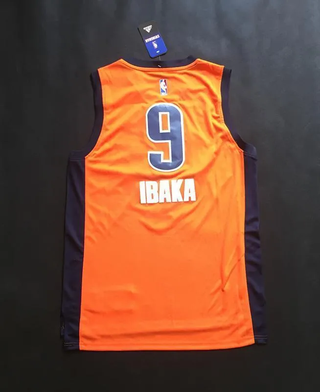 Men 9 Serge Ibaka Jersey Orange Oklahoma City Swingman