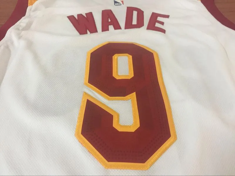 Men CAVS 9 Dwyane Wade Jersey White Cleveland Cavaliers Fanatics Icon edition