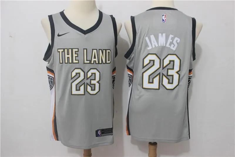 Men Cleveland Cavaliers 23 Lebron James Jersey Gray the Land Fanatics