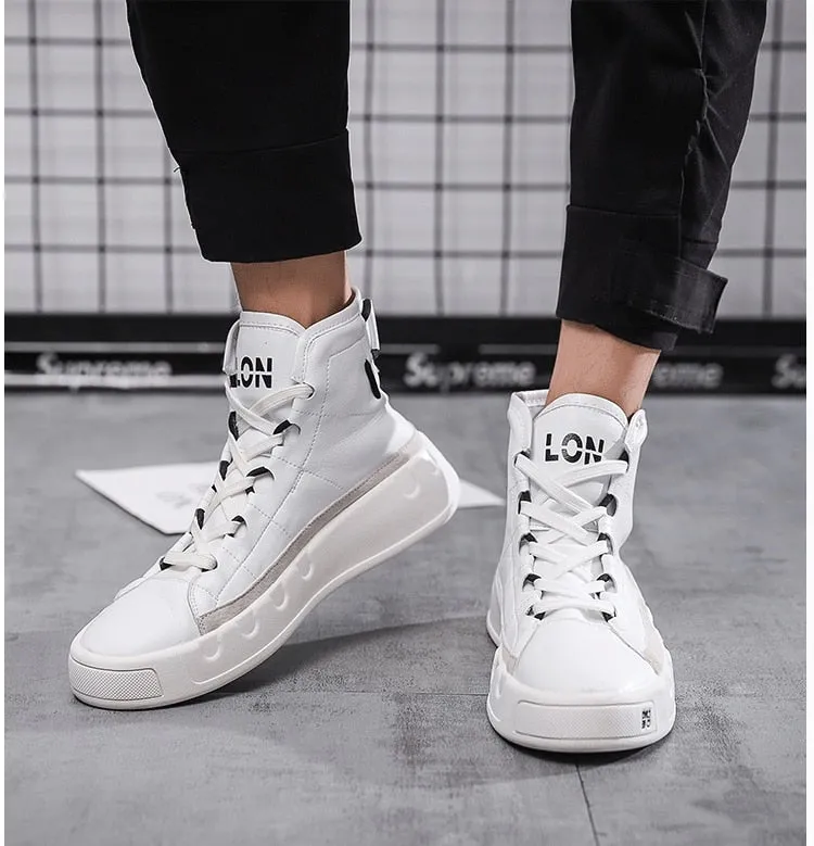 Men Fashion Casual Ankle Boots Spring Autumn Winter High Top Leisure Sneakers Male Luxury Youth Trending Shoes