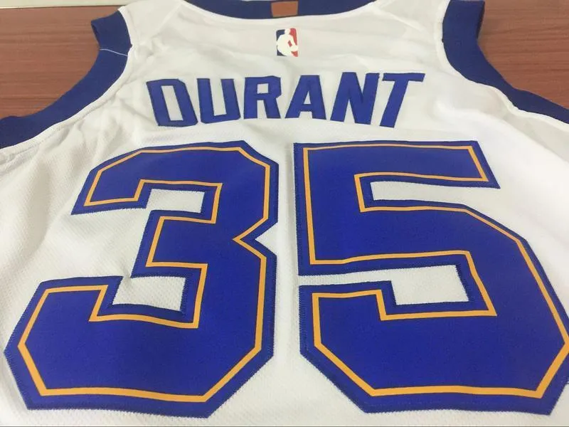 Men Golden State Warriors 35 Kevin Durant the Town Jersey White Fans