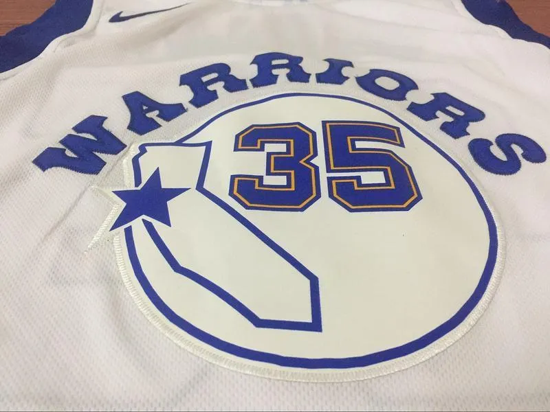 Men Golden State Warriors 35 Kevin Durant the Town Jersey White Fans