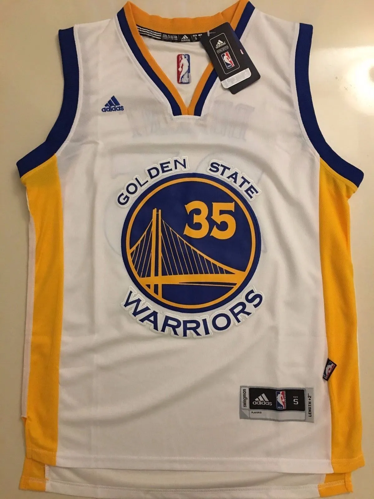 Men GSW 35 Kevin Durant Jersey White Golden State Warriors Swingman