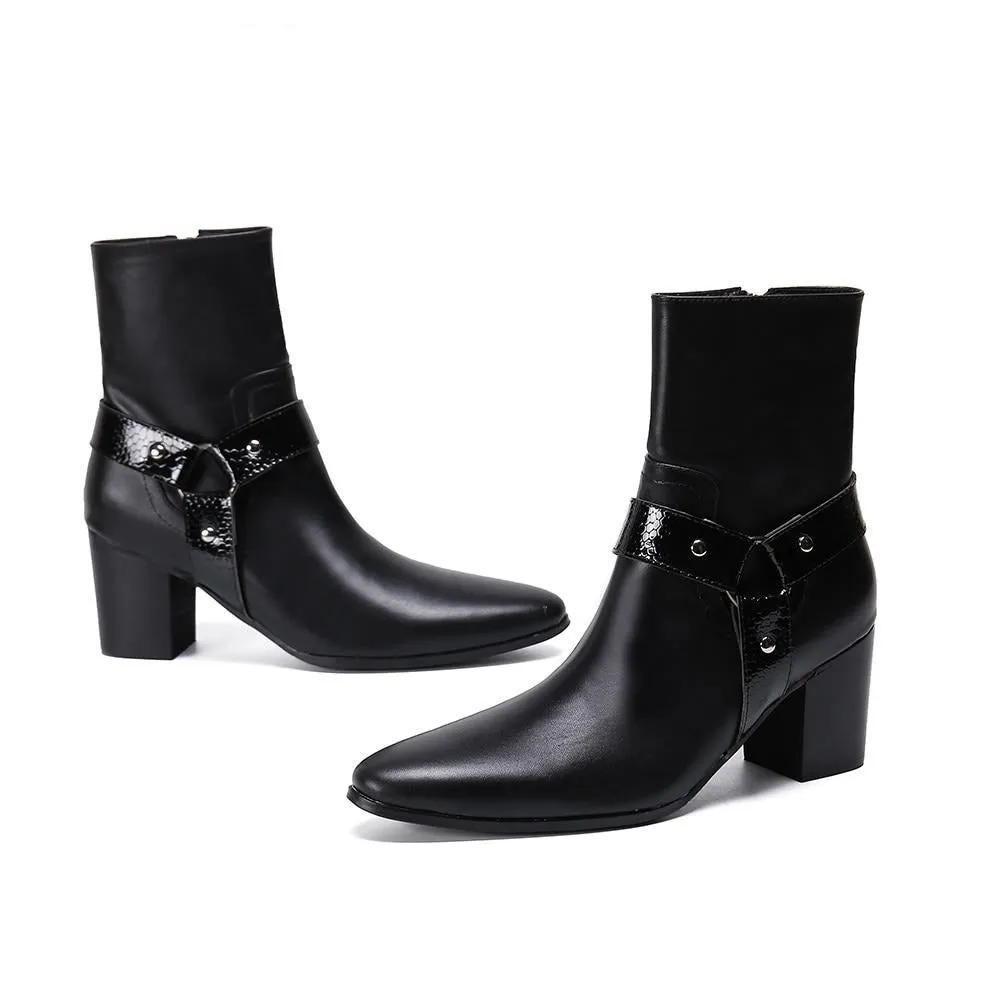 Men Pointed Toe Ankle Boots