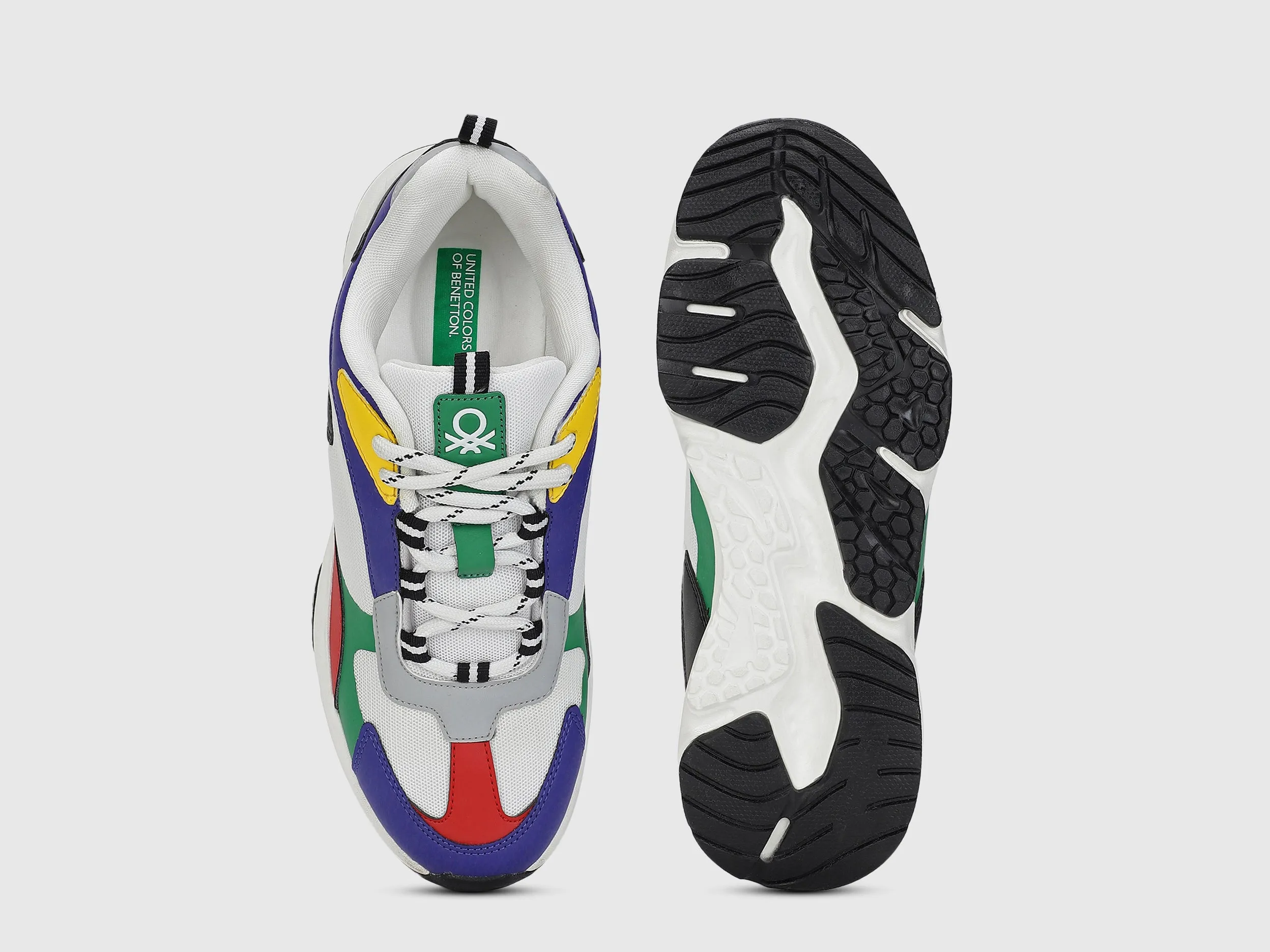 Men PU Mesh Colorblocked Sneakers