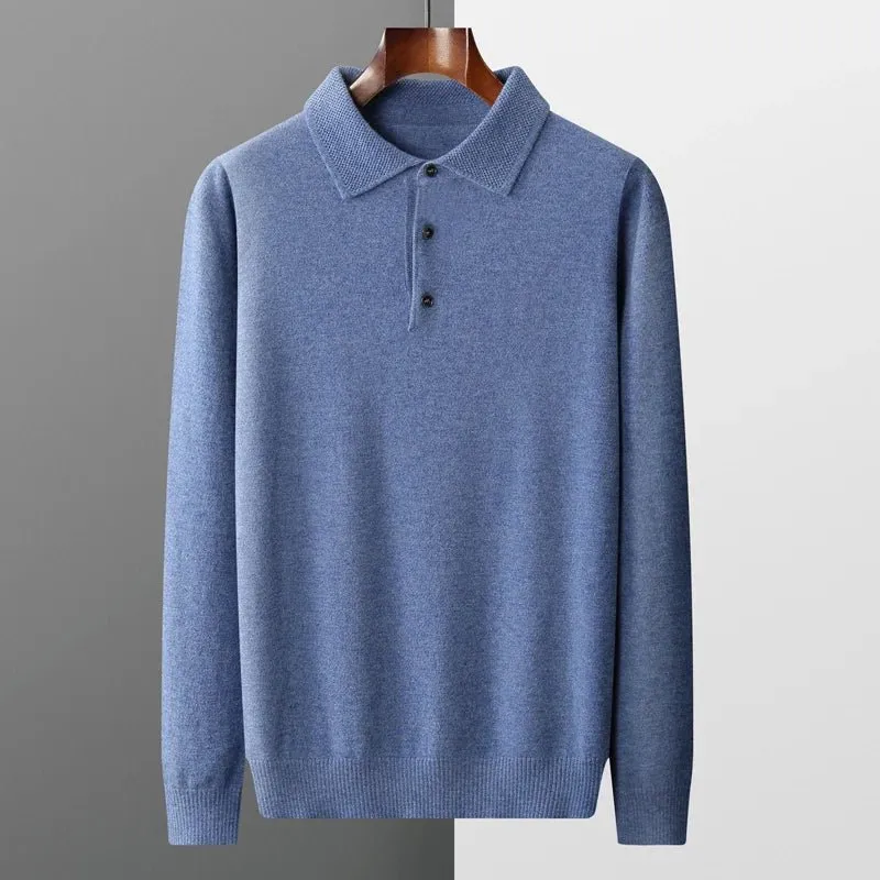 Men’s Merino Wool polo – Button Collar – Casual Smart Look