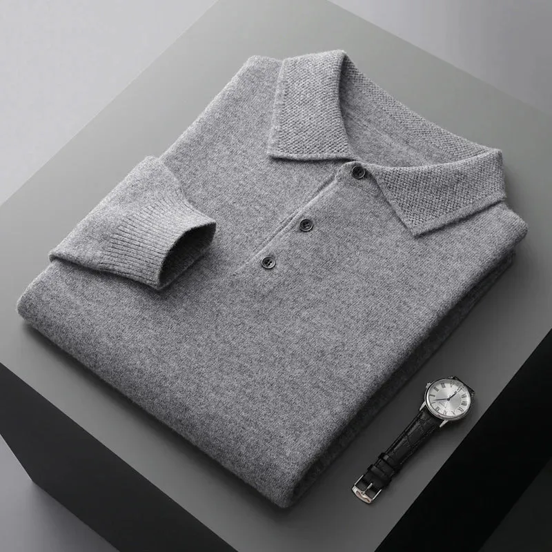 Men’s Merino Wool polo – Button Collar – Casual Smart Look