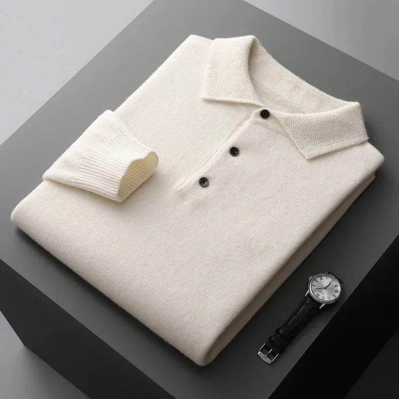 Men’s Merino Wool polo – Button Collar – Casual Smart Look