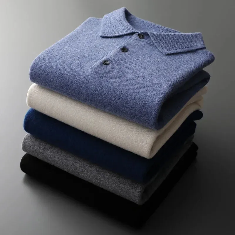 Men’s Merino Wool polo – Button Collar – Casual Smart Look