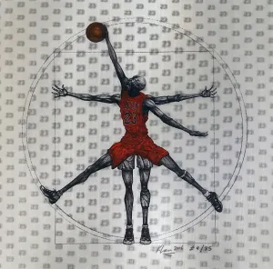 Michael Jordan  Vitruvian Man - Red edition - 24”x24”