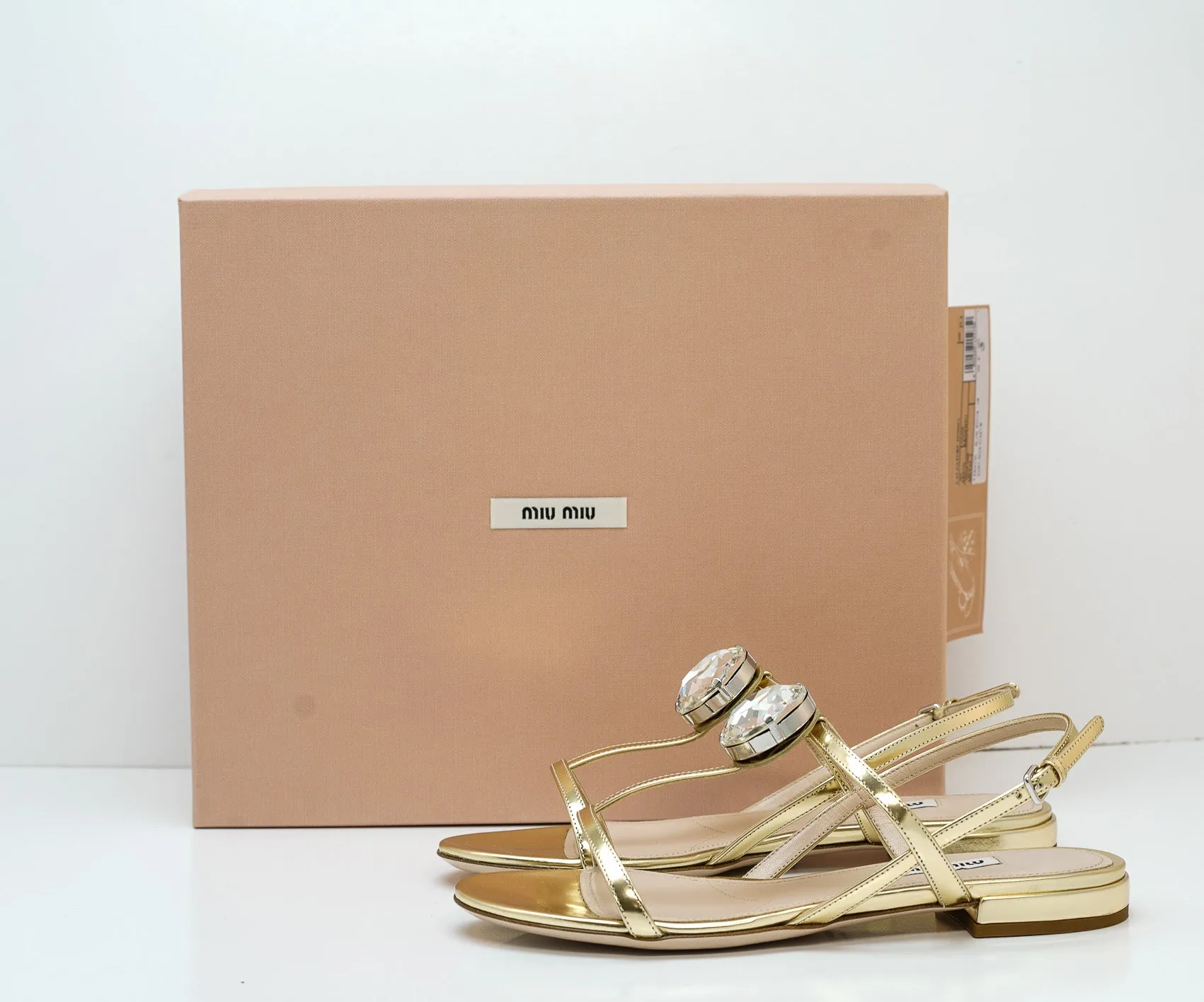 Miu Miu Women's Gold Jewel Flat Sandal 5X947