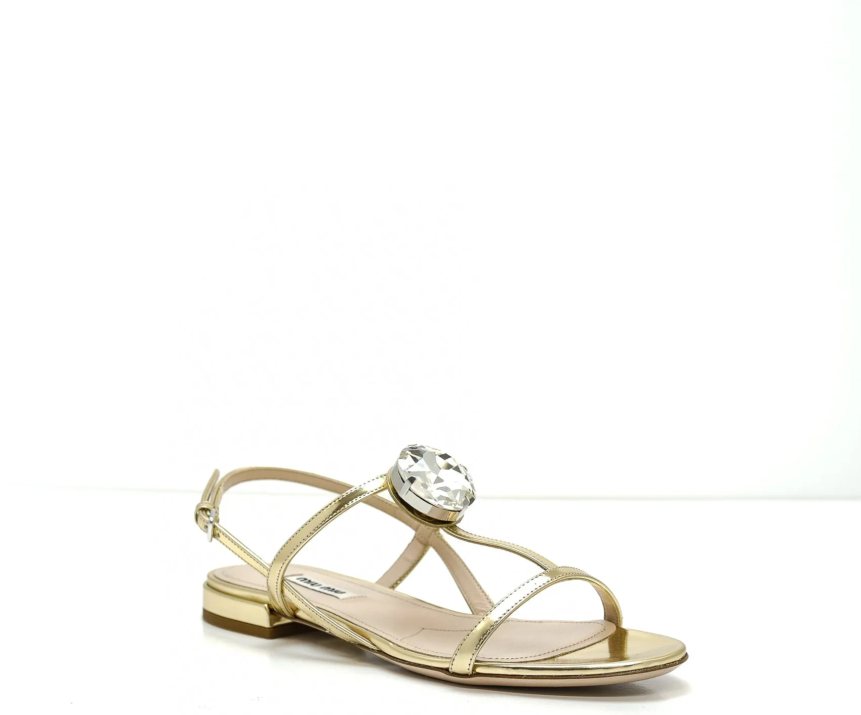 Miu Miu Women's Gold Jewel Flat Sandal 5X947