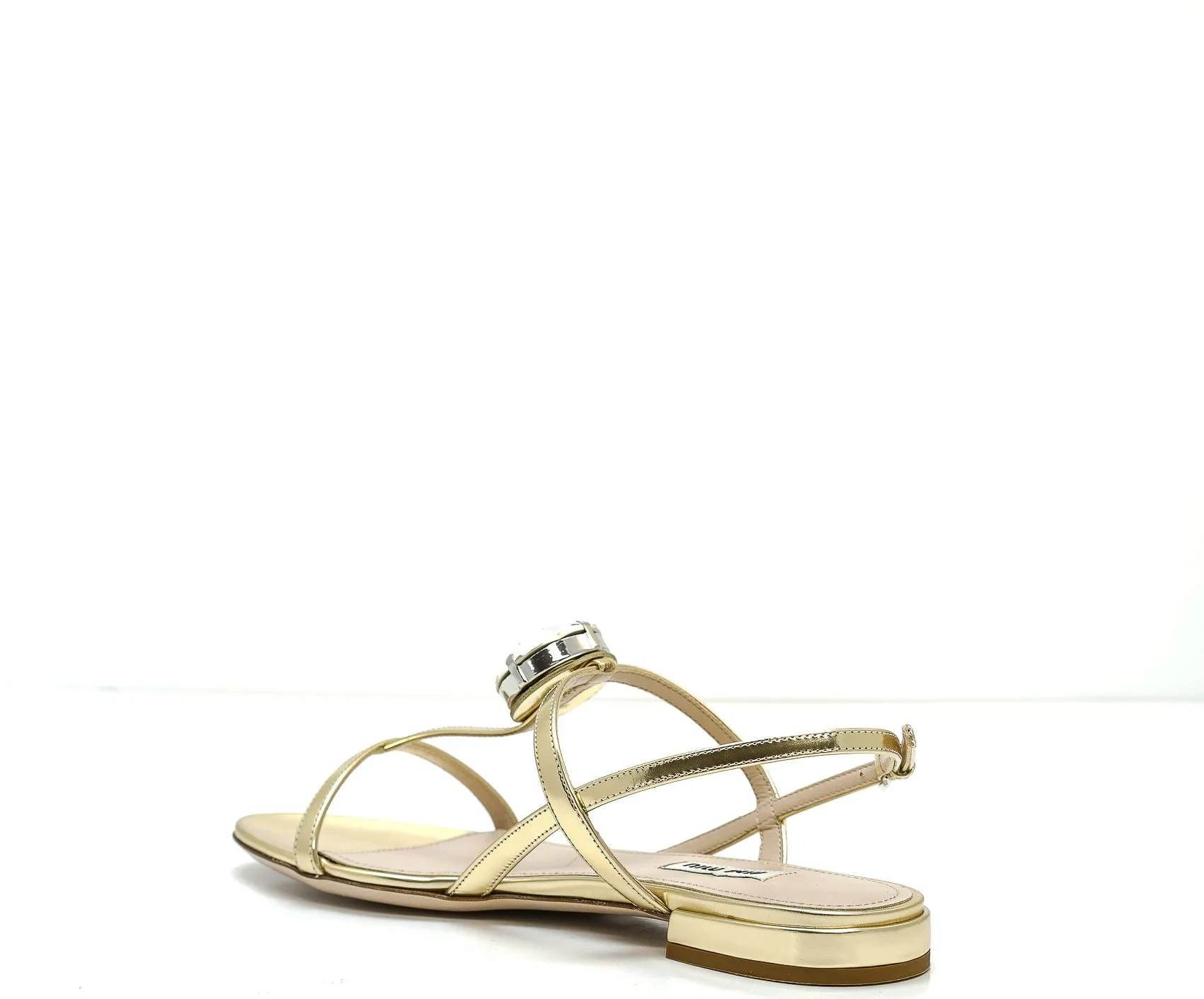 Miu Miu Women's Gold Jewel Flat Sandal 5X947